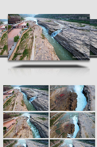 延安壶口瀑布自然河流地貌航拍图片