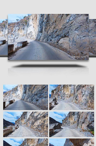 崎岖山路险路陡峭的山路4K实拍图片