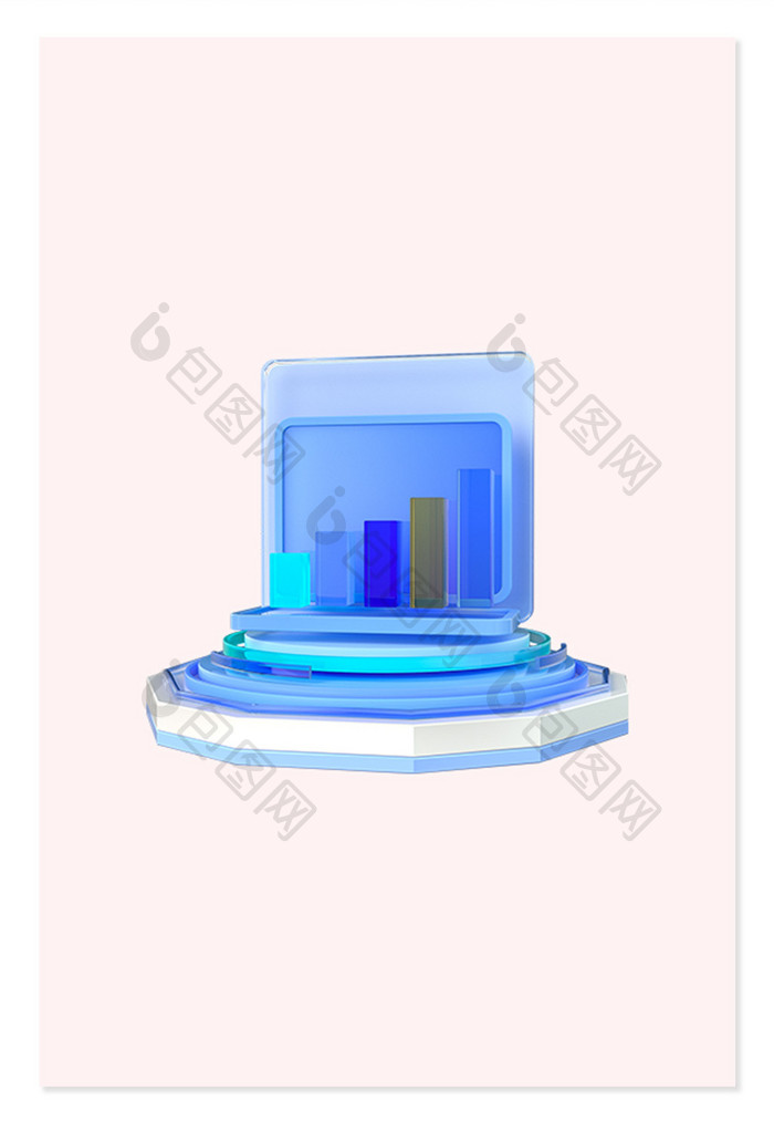 3d立体微软办公玻璃质感数据图