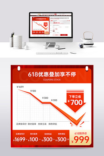 618红色喜庆价格曲线主图图片