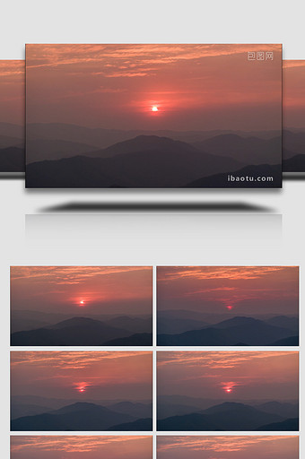 山间日落夕阳晚霞风景航拍延时图片