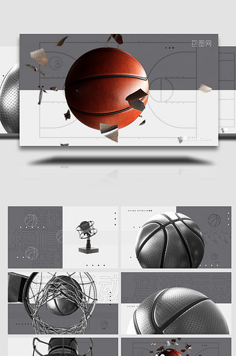 篮球比赛解说自媒体直播AE模板图片