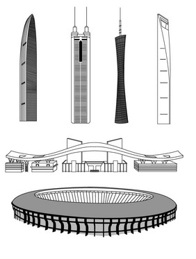 城市建筑深圳地标广州塔线描AI