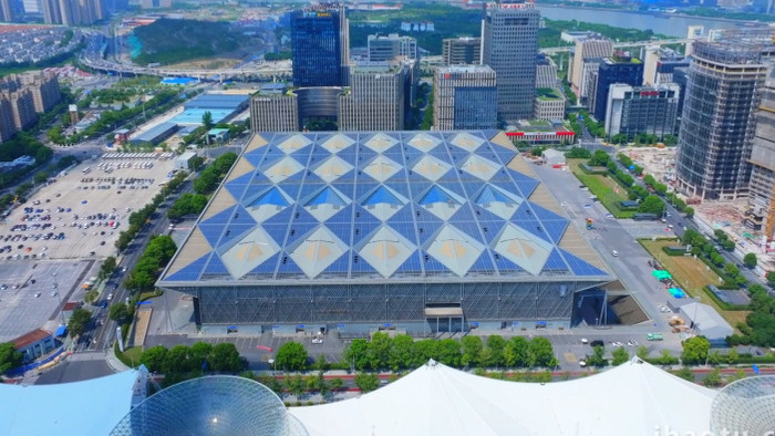 上海世博展览馆建筑航拍