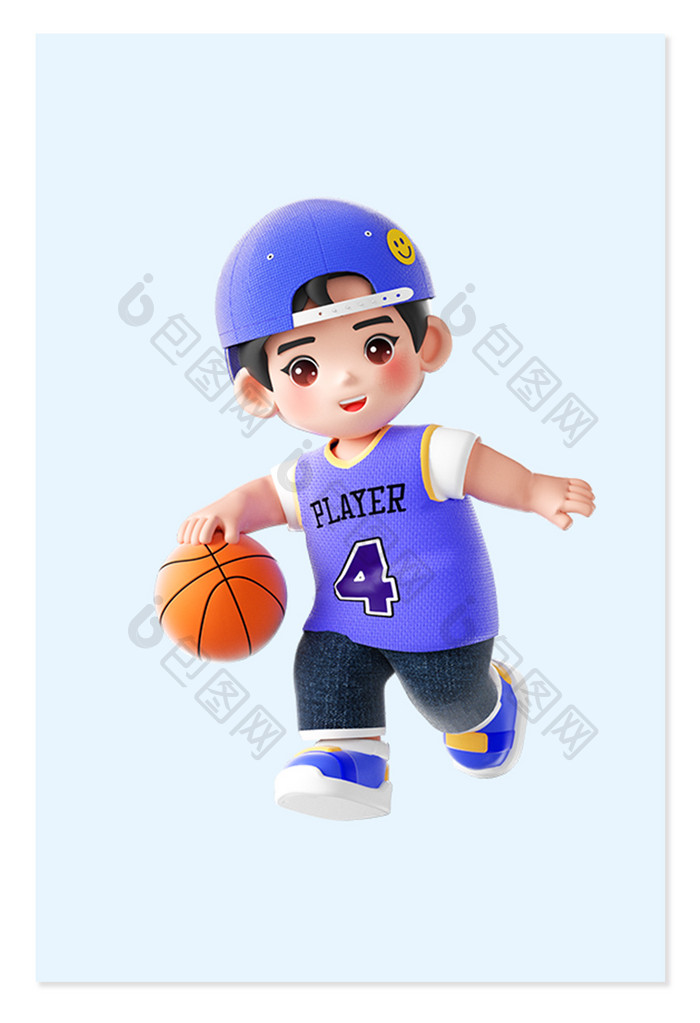 培训兴趣班3D可爱男孩打篮球