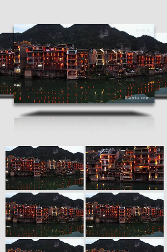 贵州镇远古镇夜景航拍图片