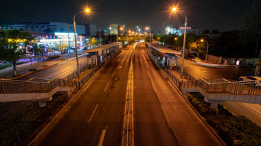 北京城市夜晚车流实拍延时