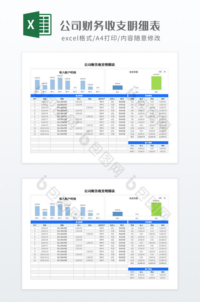 公司财务收支明细表