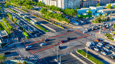 北京永定门路口车流延时实拍