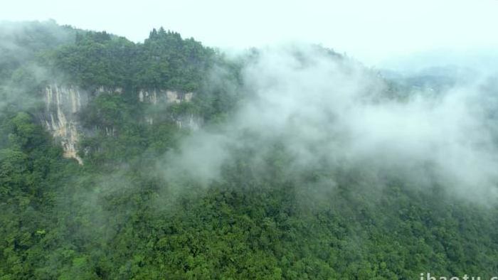 张家界山峰森林云雾航拍视频