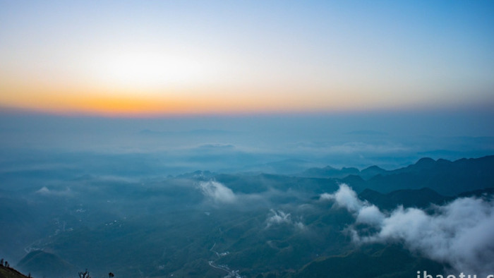 自然风景高原日出云海延时实拍素材