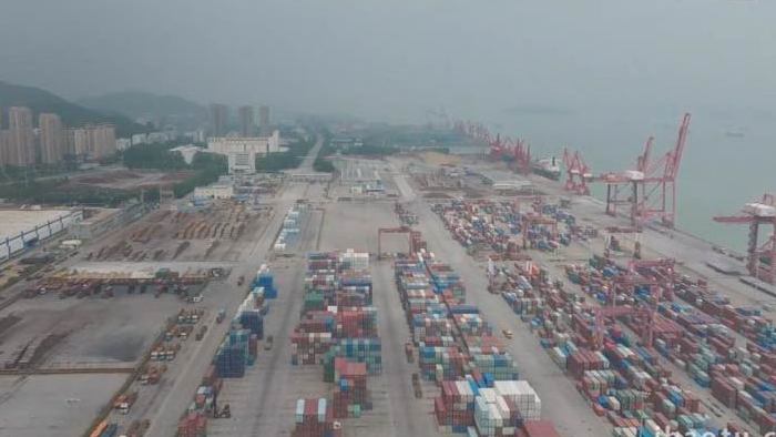 漳州港货运散货集装箱码头航拍
