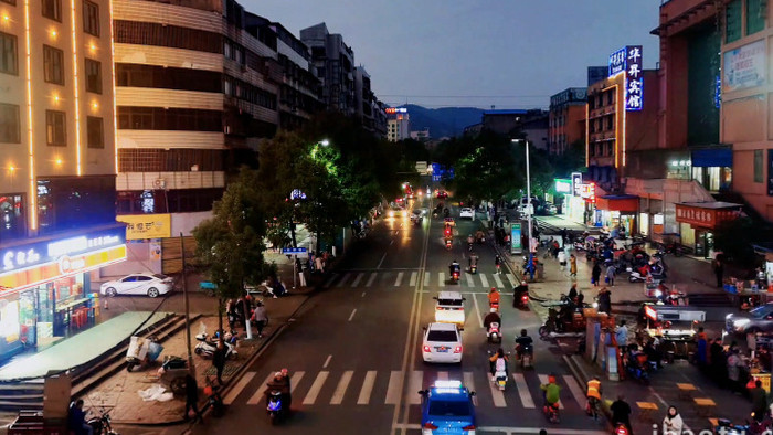 四线城市湖南怀化城市夜景交通