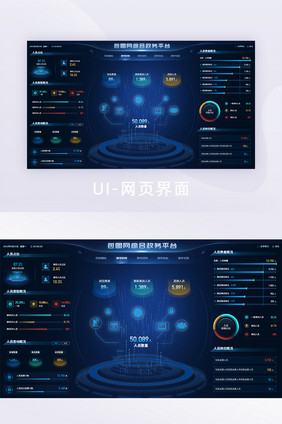 蓝色科技可视化数据UI网页界面