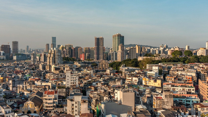 澳门大三巴远景城市建筑延时