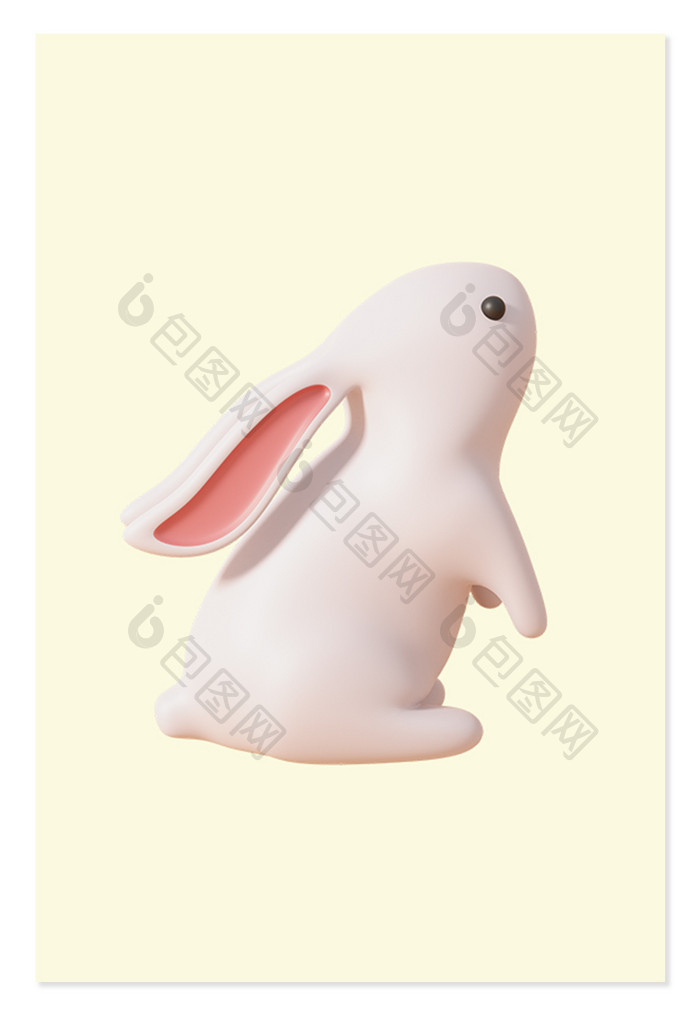 3D玉兔中秋玉兔动物小白兔