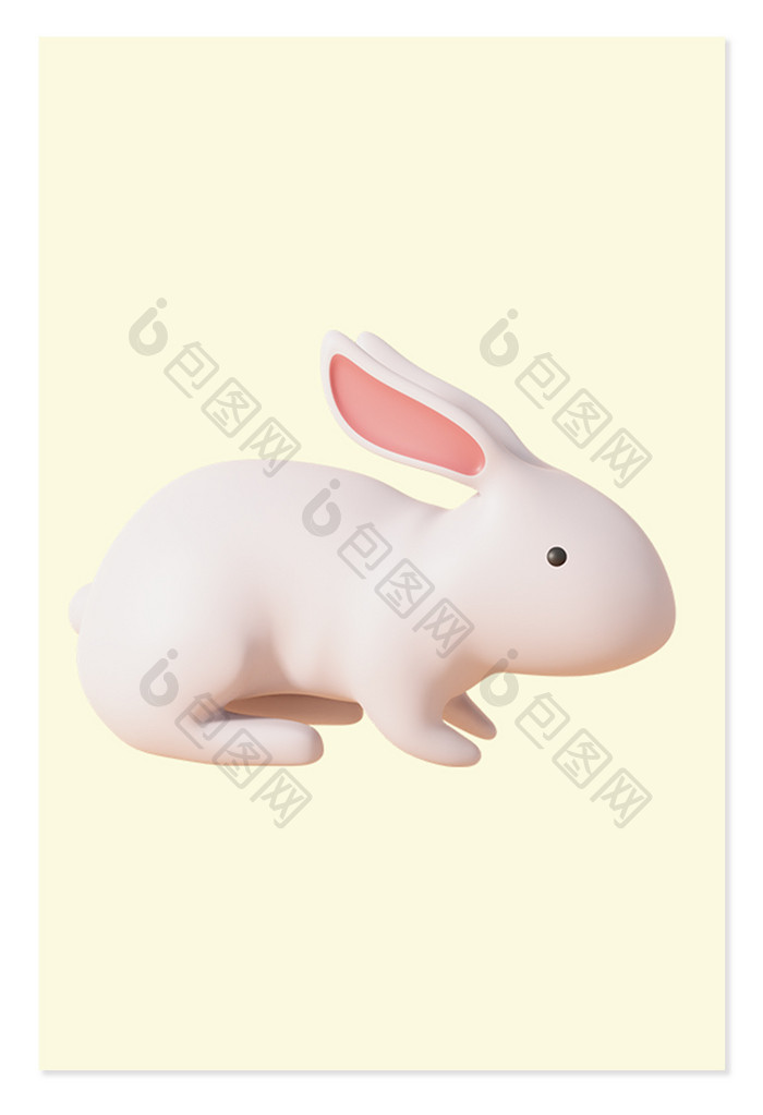 3D玉兔中秋玉兔动物兔子