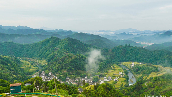 皖南石潭村峡谷云海风景8K延时