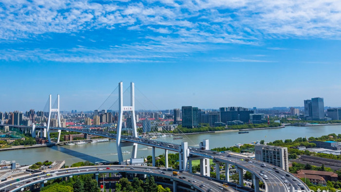 上海南浦大桥车流延时实拍