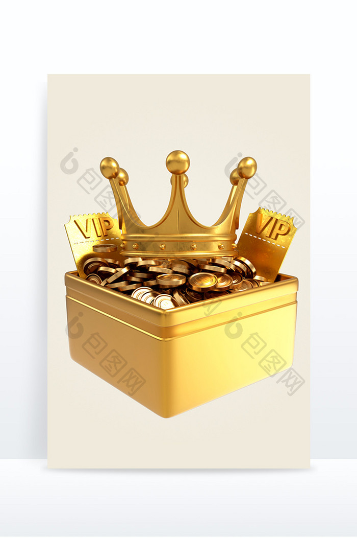 王冠金币VIP会员卡3D元素