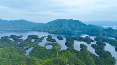 自然风光杭州千岛湖岛屿4K航拍