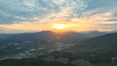 山村自然风光农田夕阳4K航拍