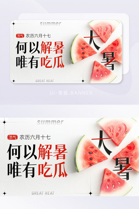 简约西瓜夏日大暑节气宣传祝福