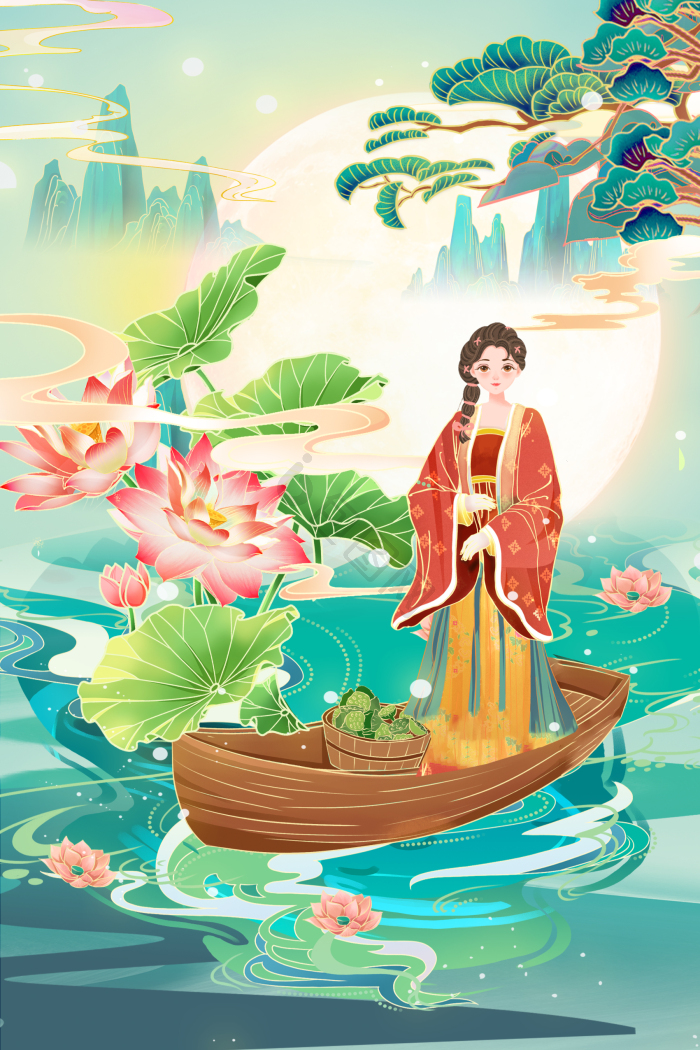 中伏夏季插画图片-包图网