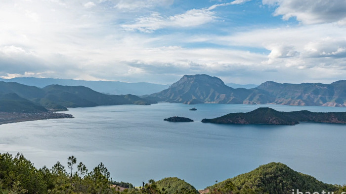 泸沽湖全景自然风光延时