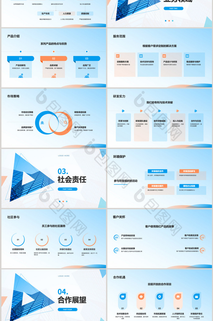 蓝色简约企业宣传培训PPT模板