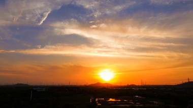 太阳落山夕阳风景日落高清延时