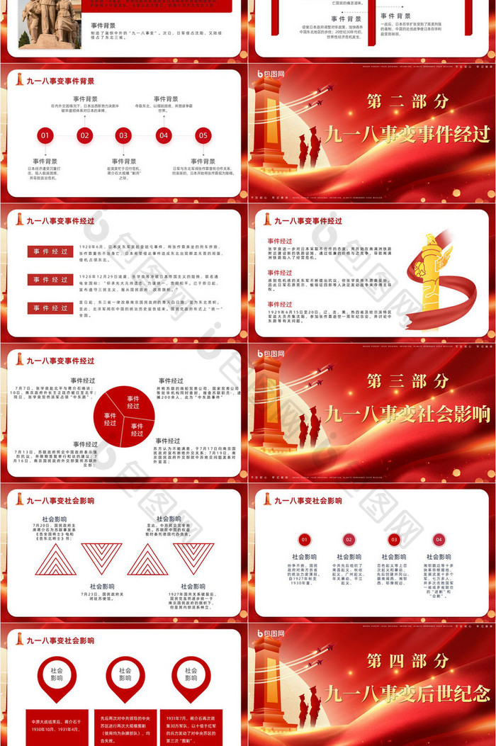 红色九一八党政爱国PPT模板