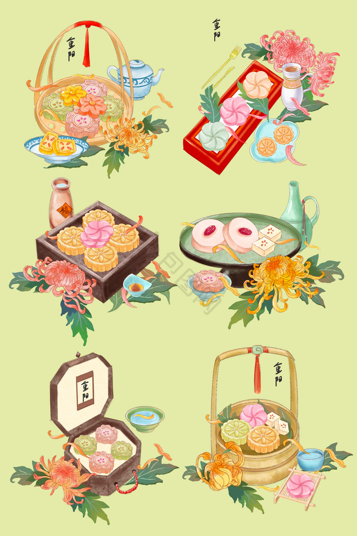 重阳节菊花糕点组合图片