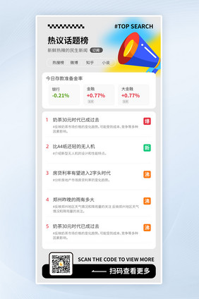 话题榜热搜ui移动APP界面