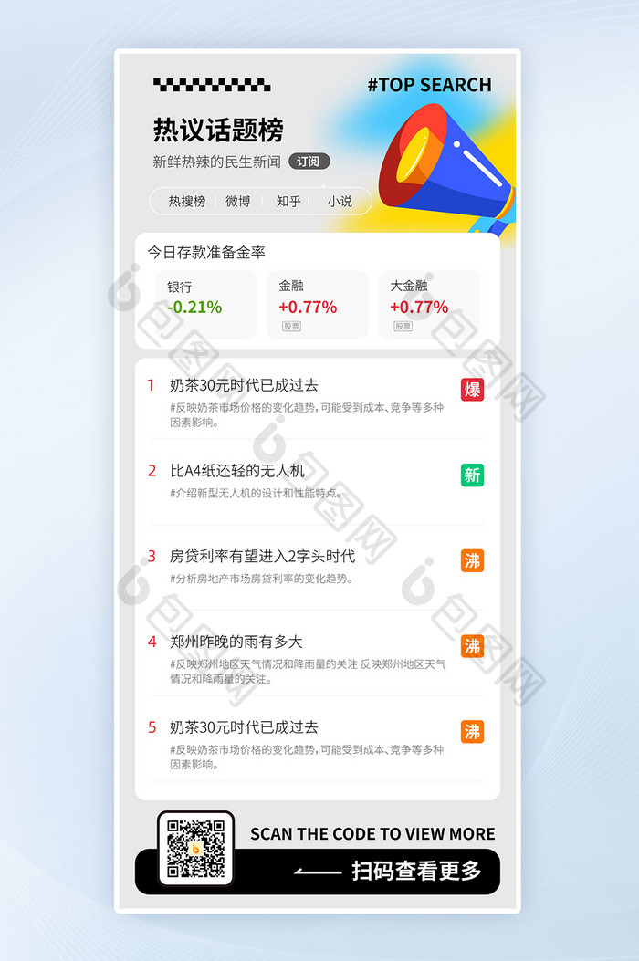 话题榜热搜ui移动APP界面