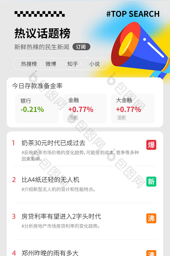 话题榜热搜ui移动APP界面