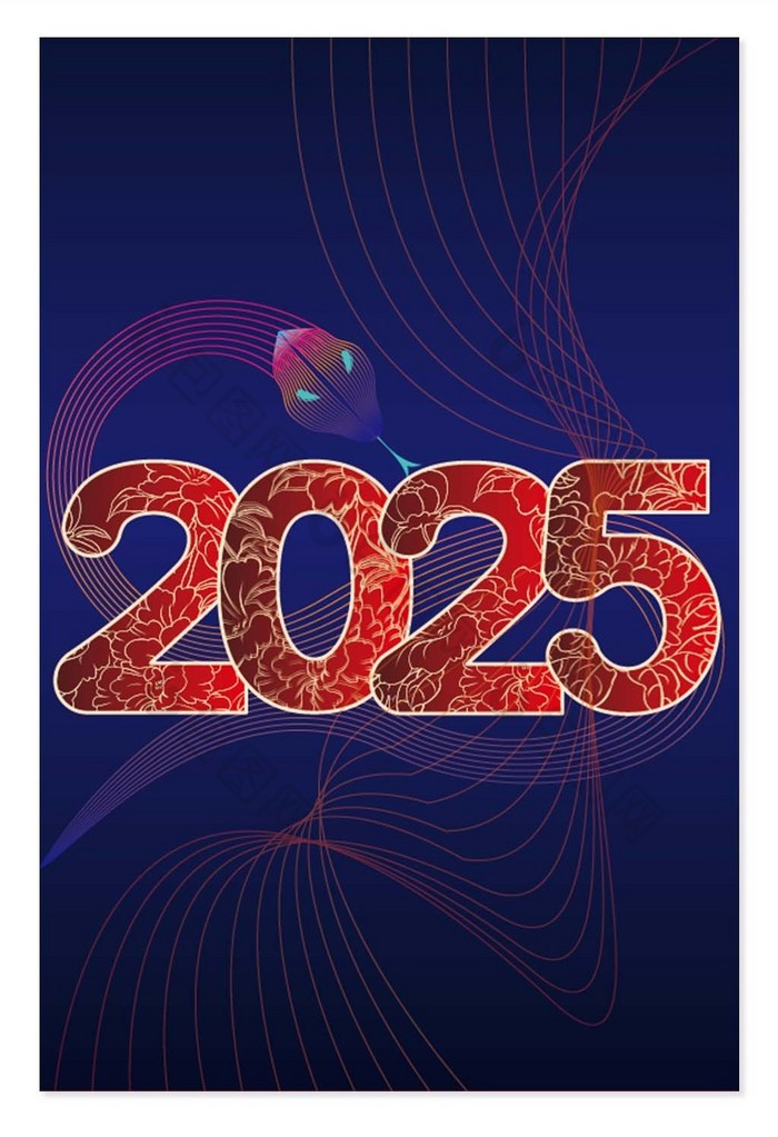 红色喜庆2025年线条蛇元素