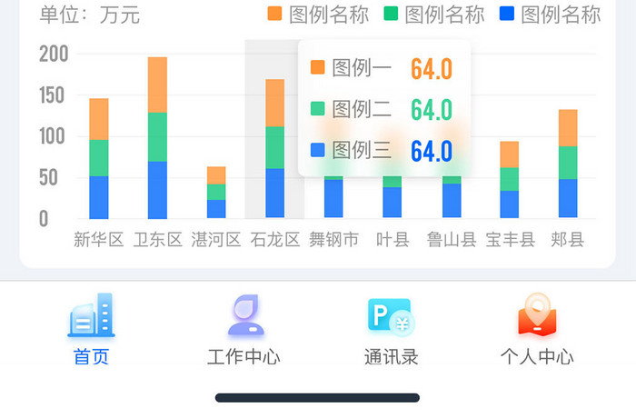 微软风移动APP数据统计界面