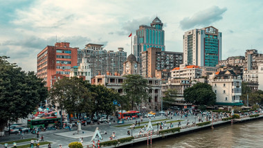 广州粤海关博物馆街景风光延时