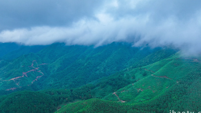 自然高山雨后云雾航拍延时