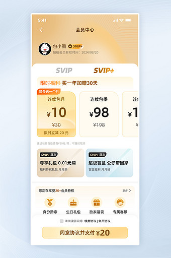 支付页会员套餐移动app界面图片