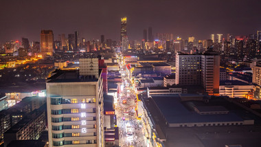 沈阳中街夜景城市夜景延时实拍