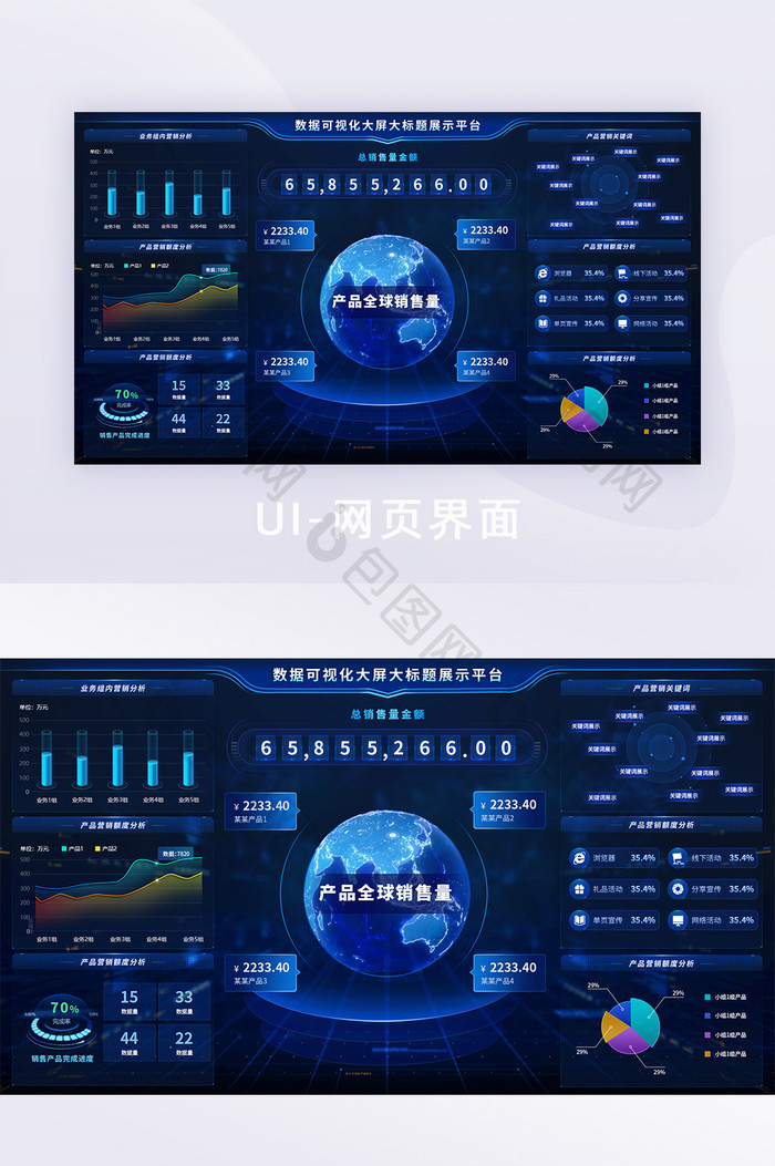 销售数据可视化深色科技大屏系统