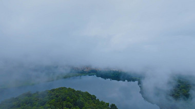 自然景观雨水山湖云雾4K航拍