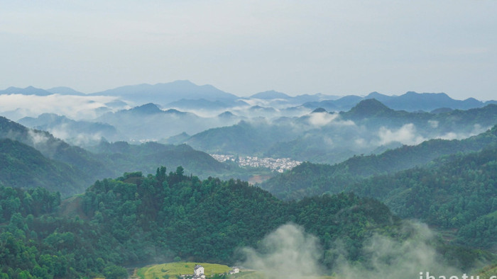 云海风光皖南石潭村群山云海风景8K延时