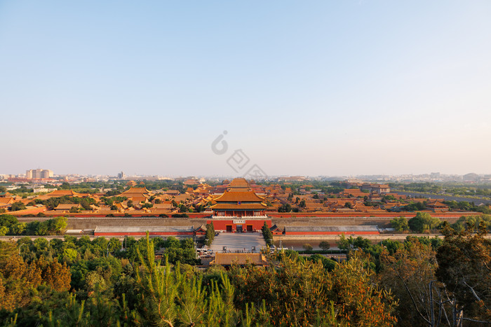 北京旅游故宫博物院地标全景图片