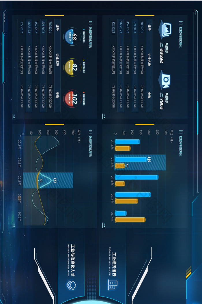 深色科技感数据可视化展示UI网页界面