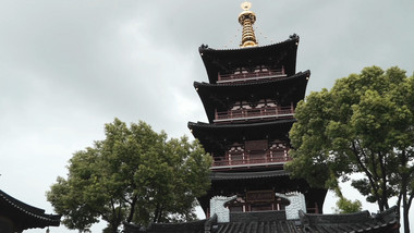 中国风苏州寒山寺宝塔实拍