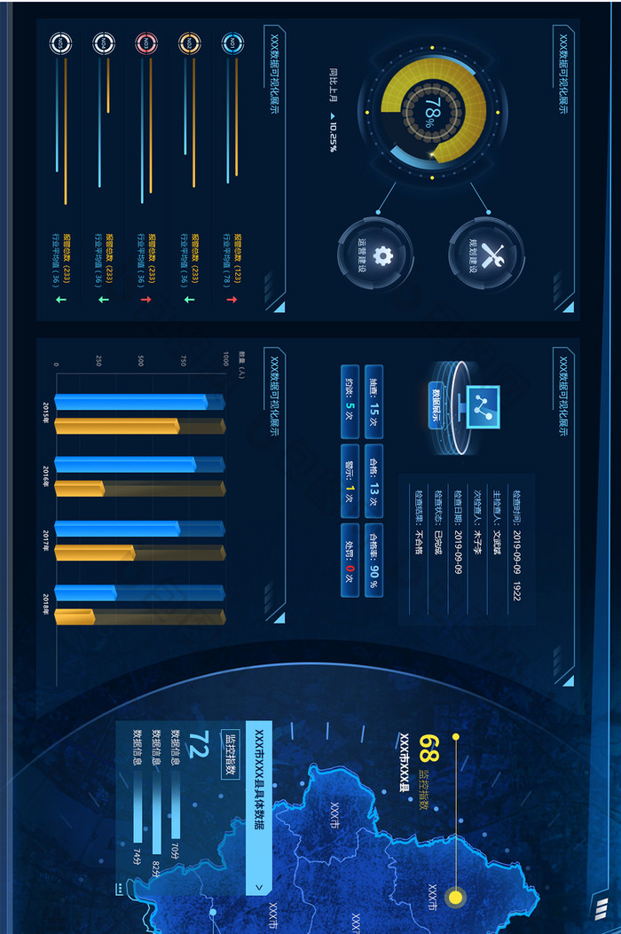 深色科技感数据信息可视化展示UI网页