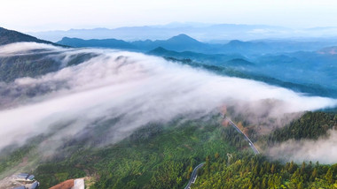 山顶云海风景自然风光雾气4K航拍